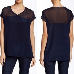 Vince Silk Sheer Top V-Neck Blouse $245